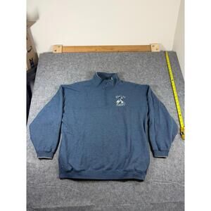 Vintage Y2K Big Dogs Blue 1/4 Zip Pullover Sweater Embroidered Logo Size XL